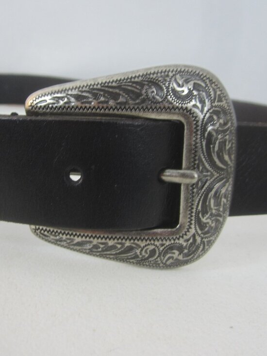 Lucky Brand  Medium Black Leather Silver Tone Buckle Western Cowboy 32 - 37 main image 4